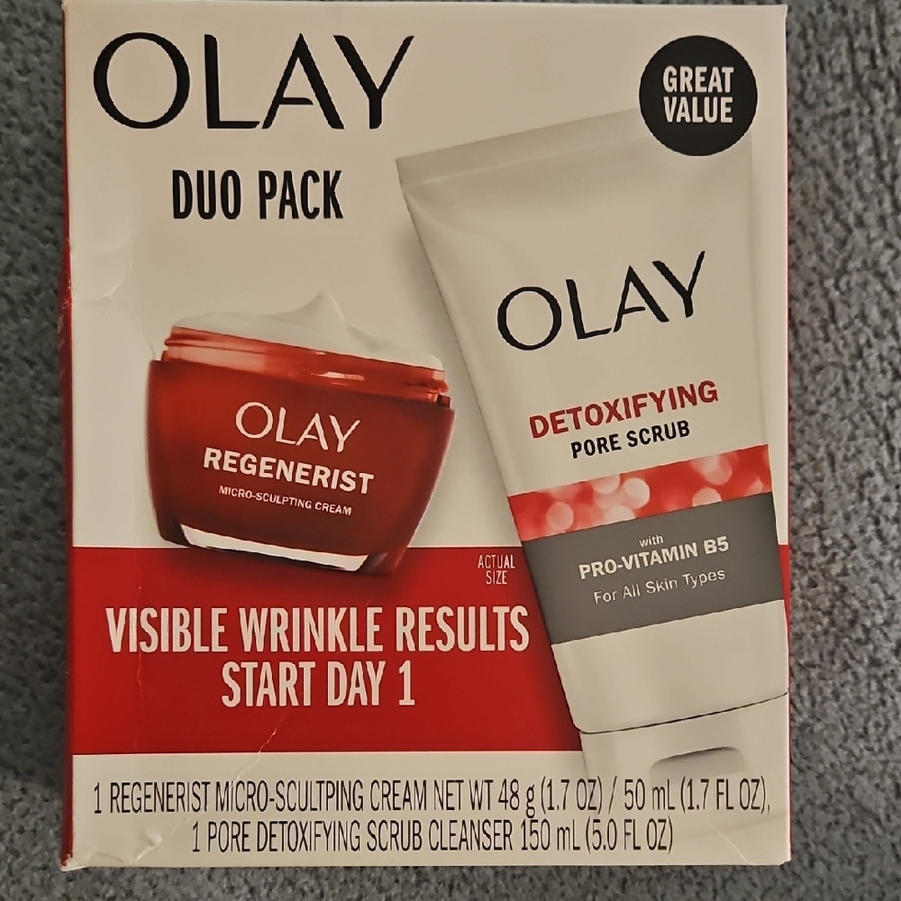 OLAY Skincare Set with Red and White Packaging